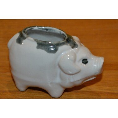 Vintage Figur Zahnstocher Schwein Pig Keramik Weiß Deko 60Er 70Er Jahre