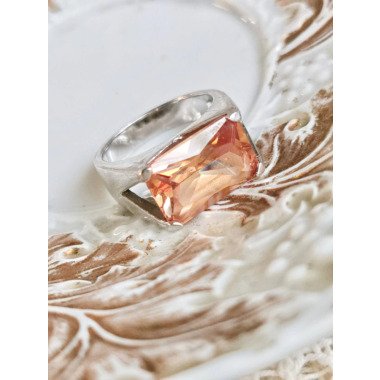 925 Silber Ring Zirkonia Orange/Champagner Gr. 17, 5 Mm