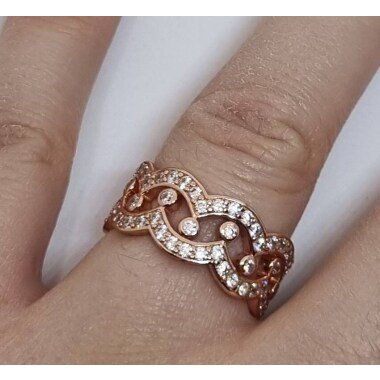 Außergewöhnlicher Ring Mit Cubic Zirkonia in 925 Sterling Silber Rotvergoldet