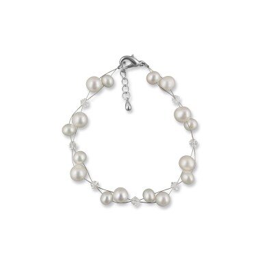 Brautschmuck Armband mit Perlen & Brautarmband Echte Perlen Creme, Süßwasser