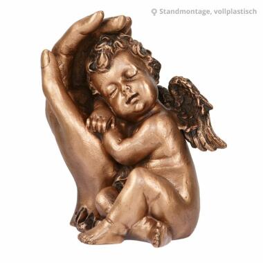 Engel Skulptur mit Statue & Bronze Engel Figur Hand mit Engel