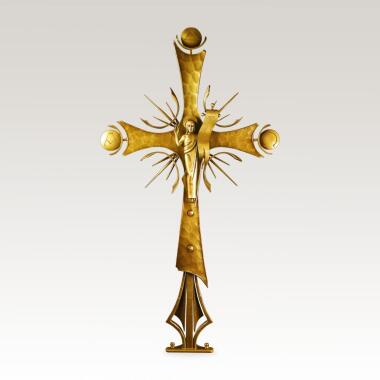 Grabkreuze aus Schmiedeeisen aus Bronze & Klassisches Bronze Grabkreuz mit Heiligenfigur kaufen