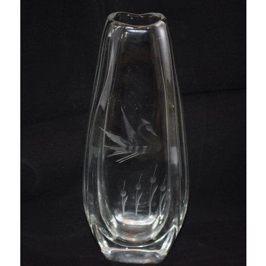 Grabvase mit Glaselement & Orrefors Sweden Jugendstil Design Glas Vase
