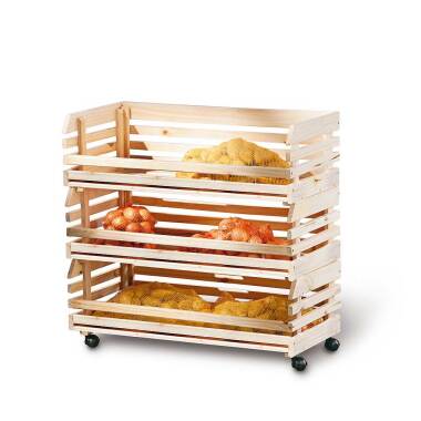 Holzküchenregal aus Holz & Vorratswagen aus Kiefer Massivholz für Lebensmittel