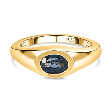 London Blautopas Ring  925 Silber vergoldet