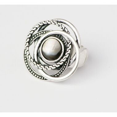Modeschmuck Ring aus Silber & Modeschmuck Ring von Sweet7 aus Metall  Muschel  in Silber  Grau