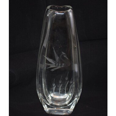 Orrefors Sweden Jugendstil Design Glas Vase Schwan Art Nouveau Vintage