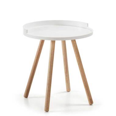 Runder Tisch aus MDF & Beistelltisch in Weiß und Naturfarben runde Tischform