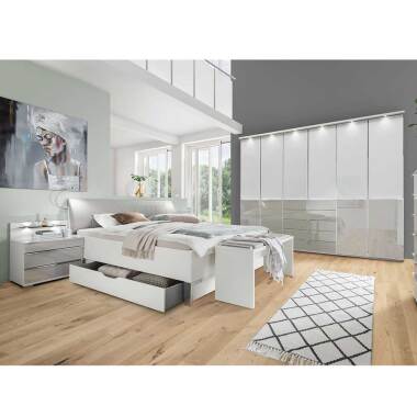 Schlafzimmerset in Weiß und Hellgrau modern