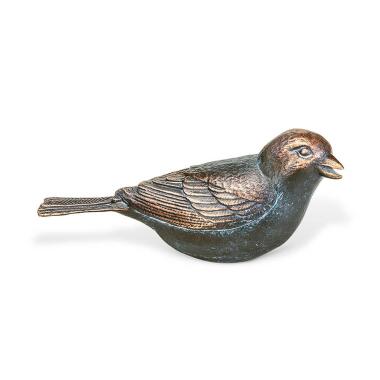 Stilvolle Grabfigur Bronzevogel patiniert Vogel Ona / Bronze Patina grün