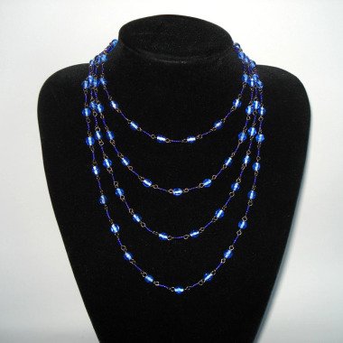 Vintage Kette Und Blaue Perlen Multi-strang Halskette