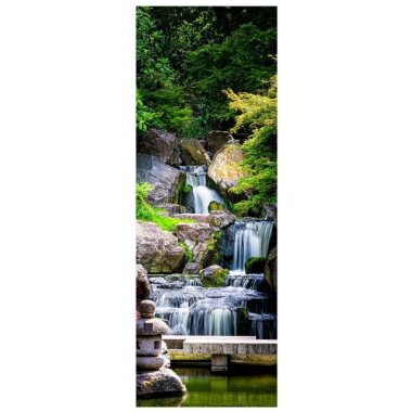 wandmotiv24 Türtapete Wasserfall in Garten