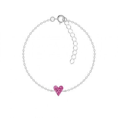 Armband mit Herz aus Sterlingsilber & Kinder Mädchen Armband Herz mit Strass in pink 925er Silber