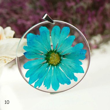 Blaue Echte Blume Harz Halskette Für Brautjungfern