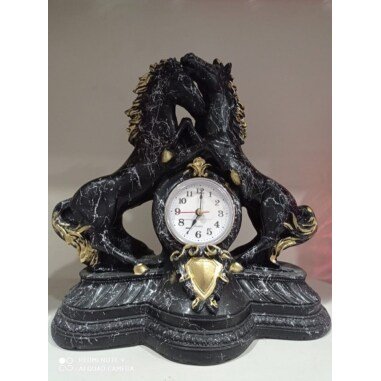 Deko Lux Antike Uhr Tischuhr Schwarz Gemustert Tischdeko Skulptur Kreative