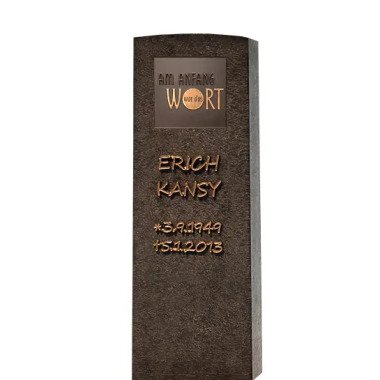 Dunkler Granit Urnengrab Grabstein mit Bronze Tafel Memoria Nigra