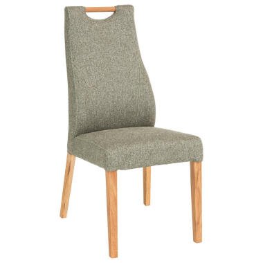 Esszimmerstuhl aus Eiche & Carryhome Stuhl , Eiche, Olivgrün , Textil
