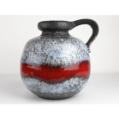 Fat Lava Keramik Vase Rot Weiß Schwarz 484