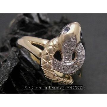 Gold Ring Schlange Gold 585 bicolor Safir + Zirkonia Goldring