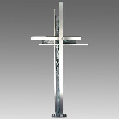 Grabkreuz aus Edelstahl & Modernes Edelstahl Grabkreuz mit Glas Kreuz Salvoro