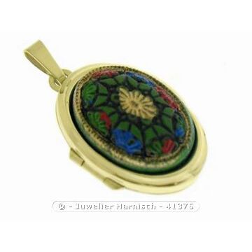 Green line Medaillon mit Cabochon Gold 585