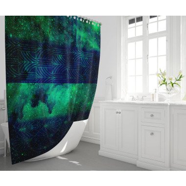 Grün Und Blau Galaxy Deco Print Duschvorhang
