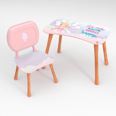 Kinder Stuhl und Tisch Set mit Motiv Baloons Rosa