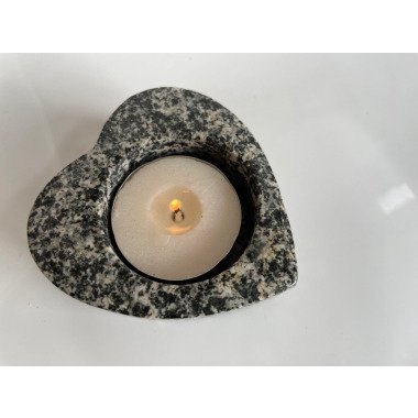 Marmor Herz Geschnitzt Schwarz + Weißer Teelichthalter