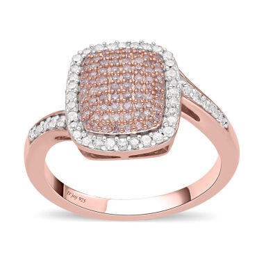 Natürlicher rosa und weißer Diamantring 0 50 Karat.