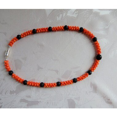 Orangerot, Perlenschmuck Halskette Aus Koralle Mit Lava, Unikat, Geschenk