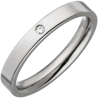 Partnerring aus Metall & SIGO Partner Ring schmal aus Titan 1 Diamant Brillant