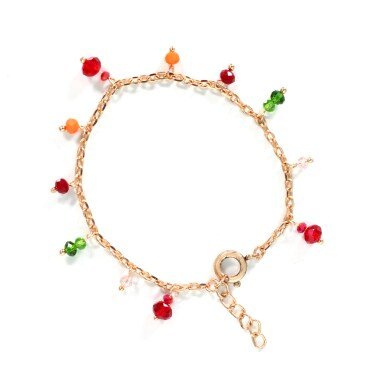 Perlenschmuck aus Metall & Armband Damen Chain Optik Mit Bunt Perlenarmband