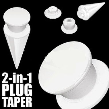 Plug/Taper 2-in-1 aus Acryl in weiss