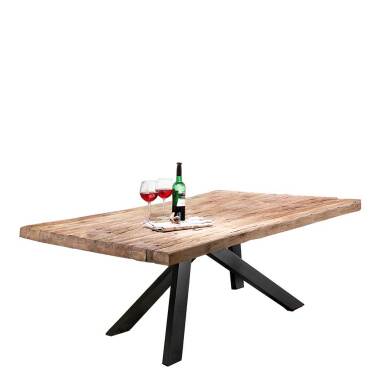 Rustikale Holztisch & Holztisch rustikal mit Vierfußgestell schwarz Teak