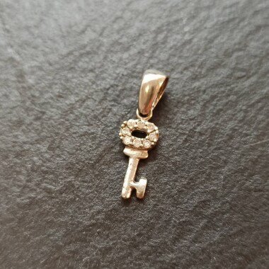 Schlüssel Kettenanhänger 925Er Silber 2cm Lang Vintage Geschenk Zirkonia