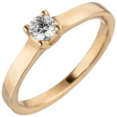 SIGO Damen Ring 585 Gold Rotgold 1 Diamant Brillant 0,25 ct. Diamantring