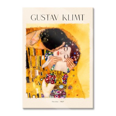 Art Portrait  Gustav Klimt Der Kuss, Glasbild