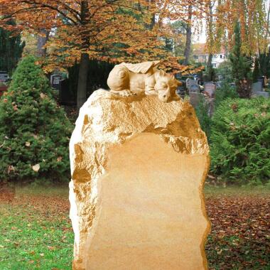 Ausgefallener Grabstein mit Figur & Felsen Grabstein mit Drachen Figur Dragos