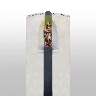 Ausgefallener Grabstein mit Figur & Naturstein Grabstein Mutter Gottes Statue