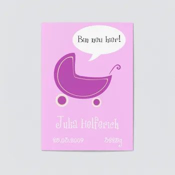 Baby Karten Mädchen Geburt (5 Karten) selbst