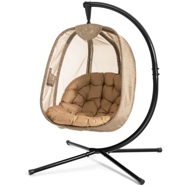 Costway Hängender gepolsterter Stuhl mit Ständer Indoor-Schaukelstuhl