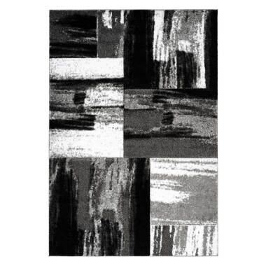 Design Teppich in Schwarz und Grau abstraktem Muster