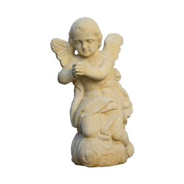 Engel Figur in Beige & Betender Steinengel Skulptur winterfest Camael / Sand