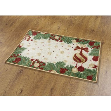 Fußmatte mit Weihnachtsranken-Motiv, Bunt