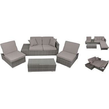 Garten Lounge Sitzgruppe Relax Sofa + Tisch + Sessel Terrasse Möbel Rattan