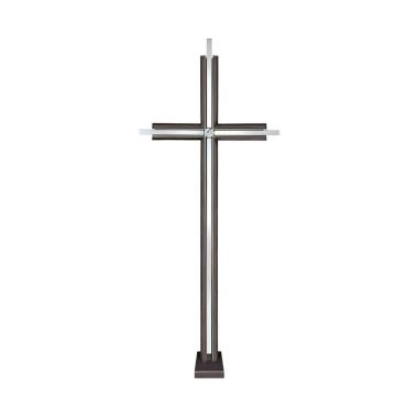 Grabkreuz mit Kreuz & Bronze/Edelstahl Grabkreuz mit Swarovski-Kristall