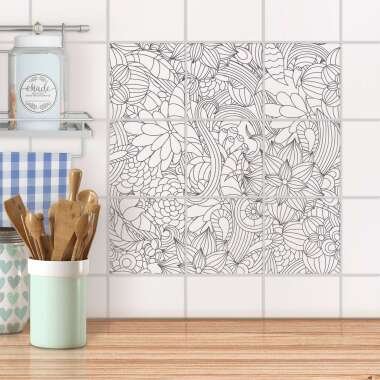 Klebefliesen für Küche & Bad Design: Flower Lines 2 20x20 cm