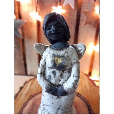 Kleine Engelsfigur, Engel Aus Ton, Deko Mit Herz, Handarbeit, Keramikengel