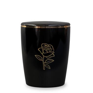 Kreative Öko Asche Urne mit Rose aus Naturstoff online kaufen Edelrose / Gold 