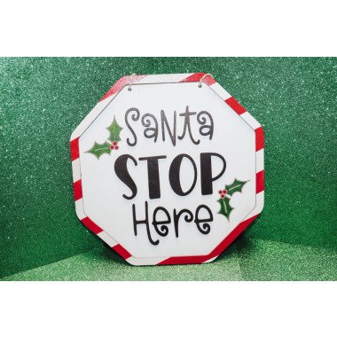 Santa Stop Here Türhänger | Weihnachtsdeko